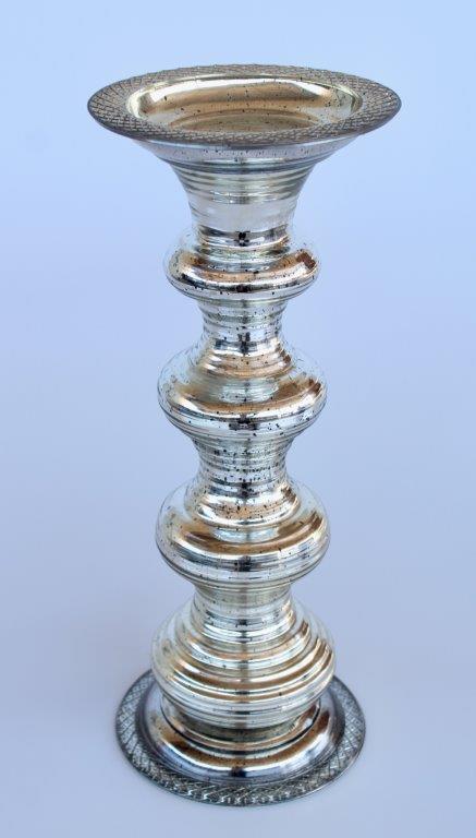 Large Silver Glass Candle Holder
